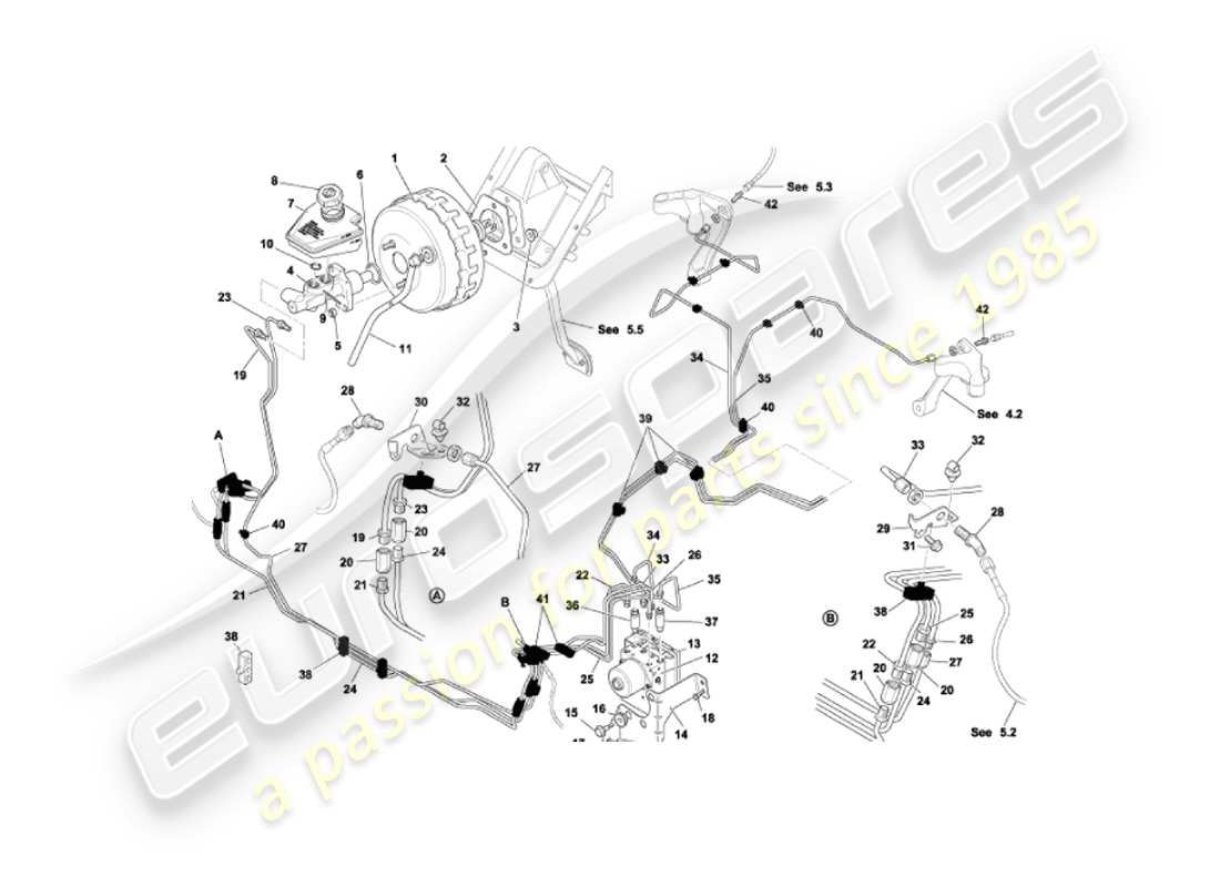 aston martin vanquish (2003) brake booster & modulator part diagram