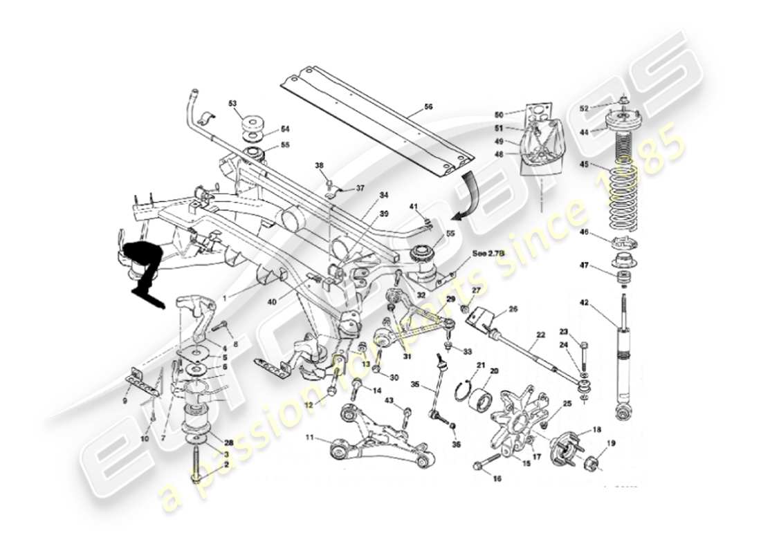 aston martin vanquish (2007) rear suspension part diagram