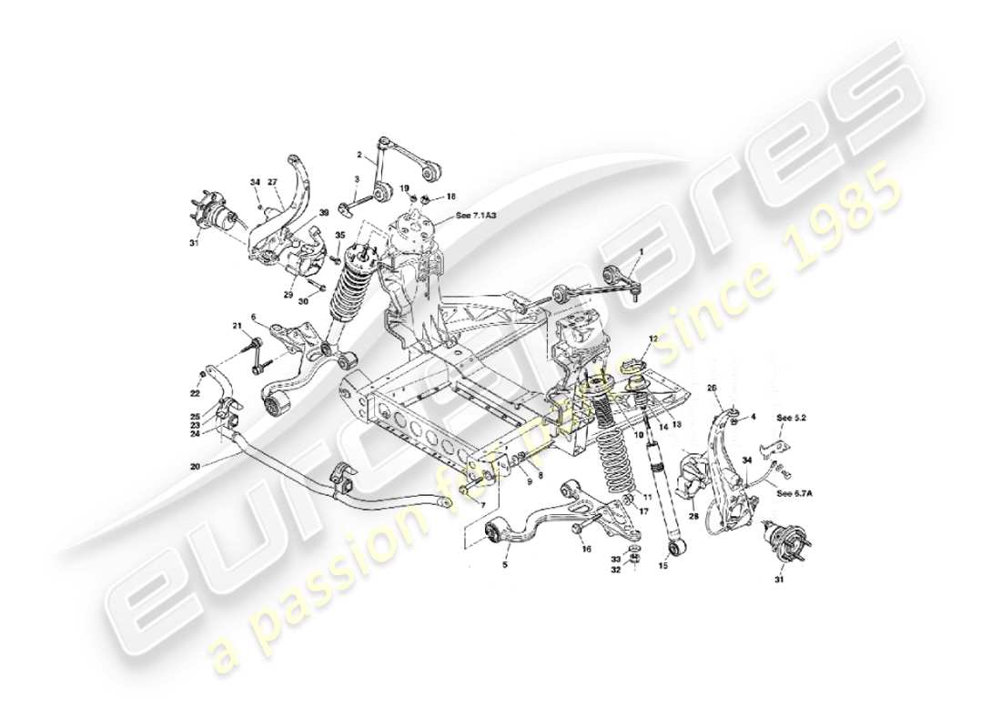 aston martin vanquish (2005) front suspension part diagram