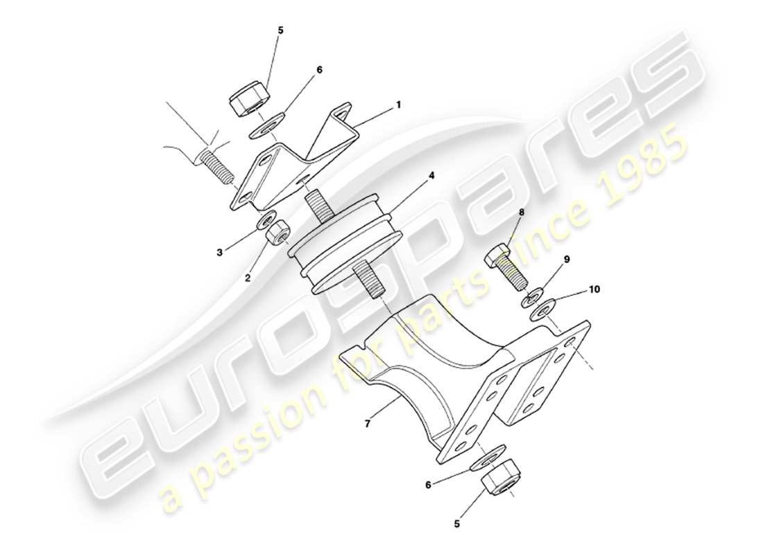 aston martin v8 volante (1997) engine mountings part diagram