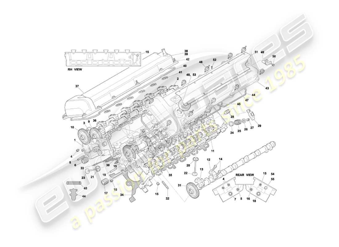 aston martin vanquish (2005) cylinder heads part diagram