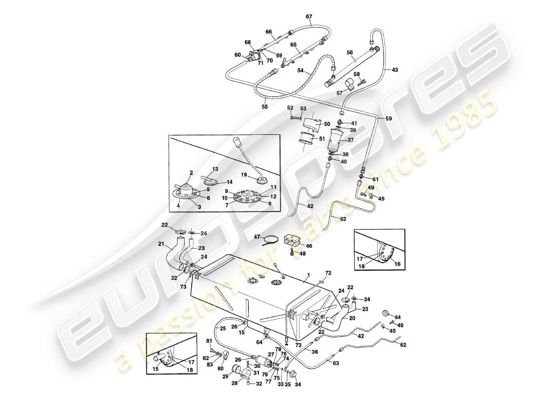 aston martin v8 coupe (1999) fuel system part diagram