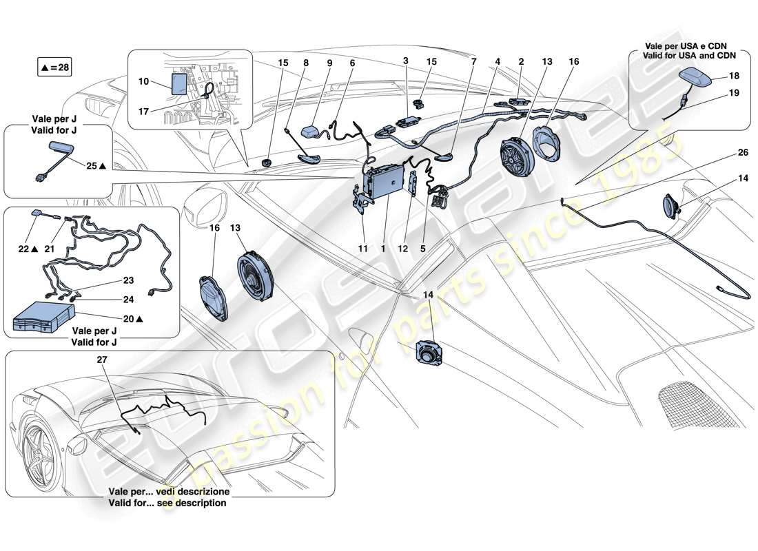 ferrari 458 speciale aperta (europe) hi-fi system parts diagram