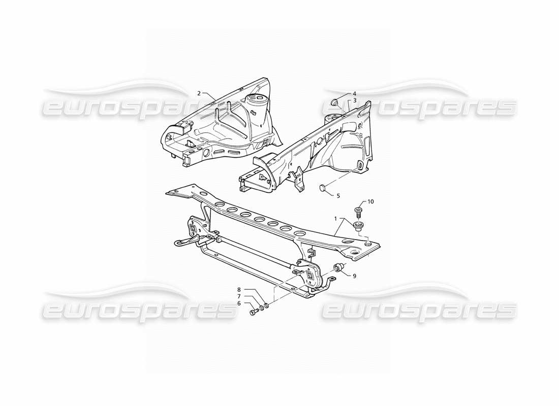 maserati qtp v6 (1996) body shell: front panel and inner wheelarches parts diagram