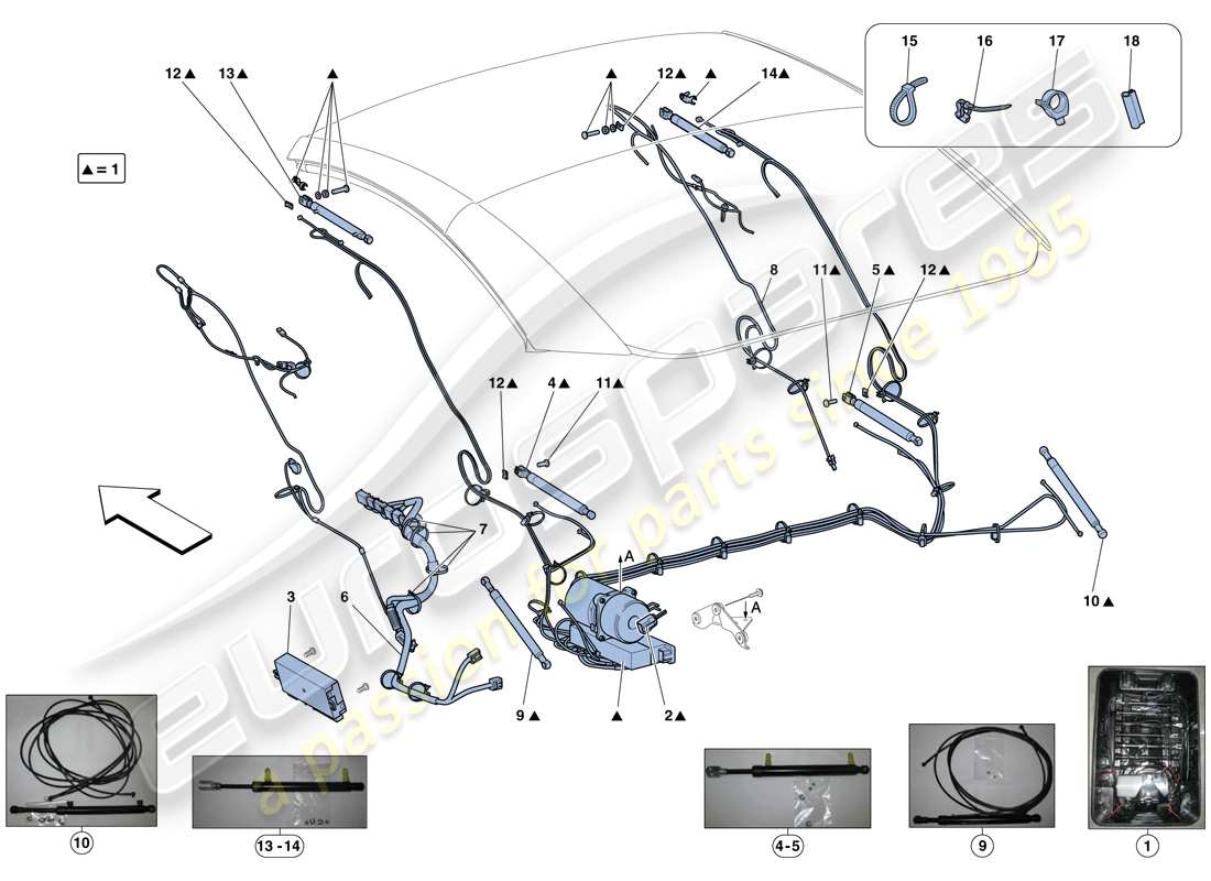 ferrari california t (usa) electric roof: hydraulics part diagram