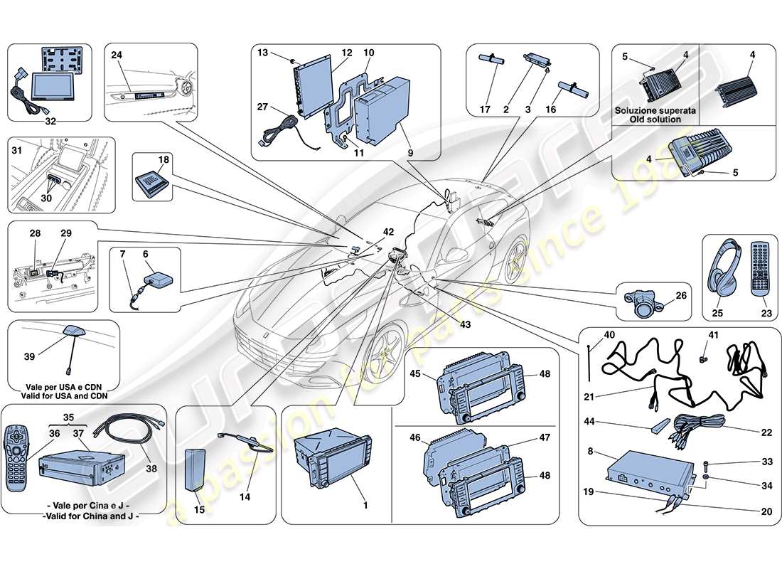 ferrari ff (europe) infotainment system parts diagram