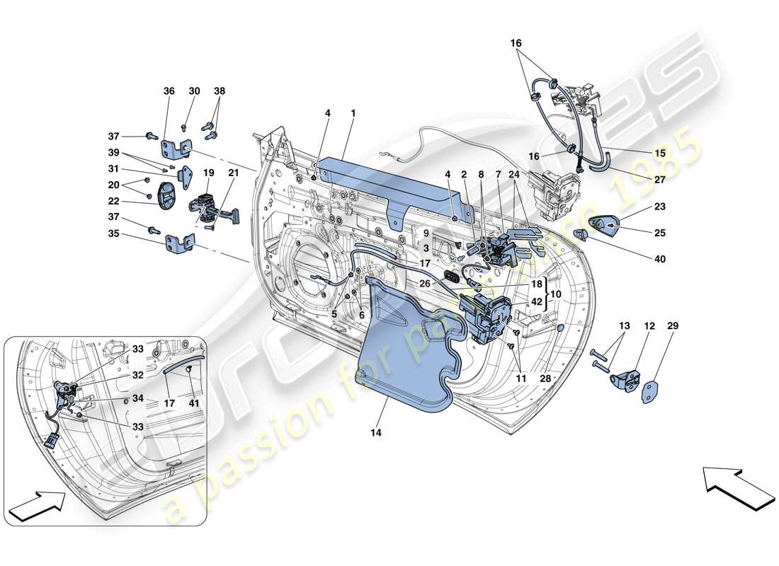 ferrari 812 superfast (europe) doors - opening mechanisms and hinges parts diagram