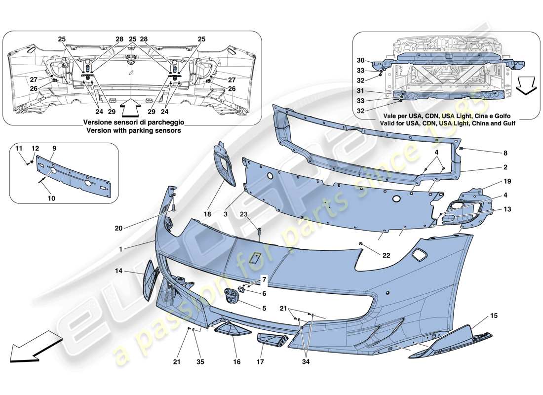 ferrari f12 tdf (rhd) front bumper parts diagram