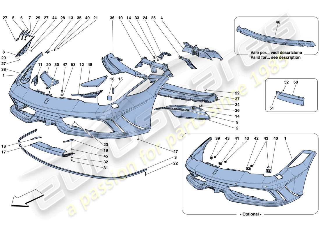 ferrari 458 speciale (rhd) front bumper parts diagram