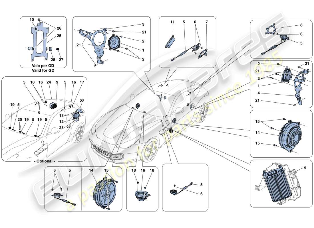 ferrari gtc4 lusso t (europe) audio speaker system part diagram