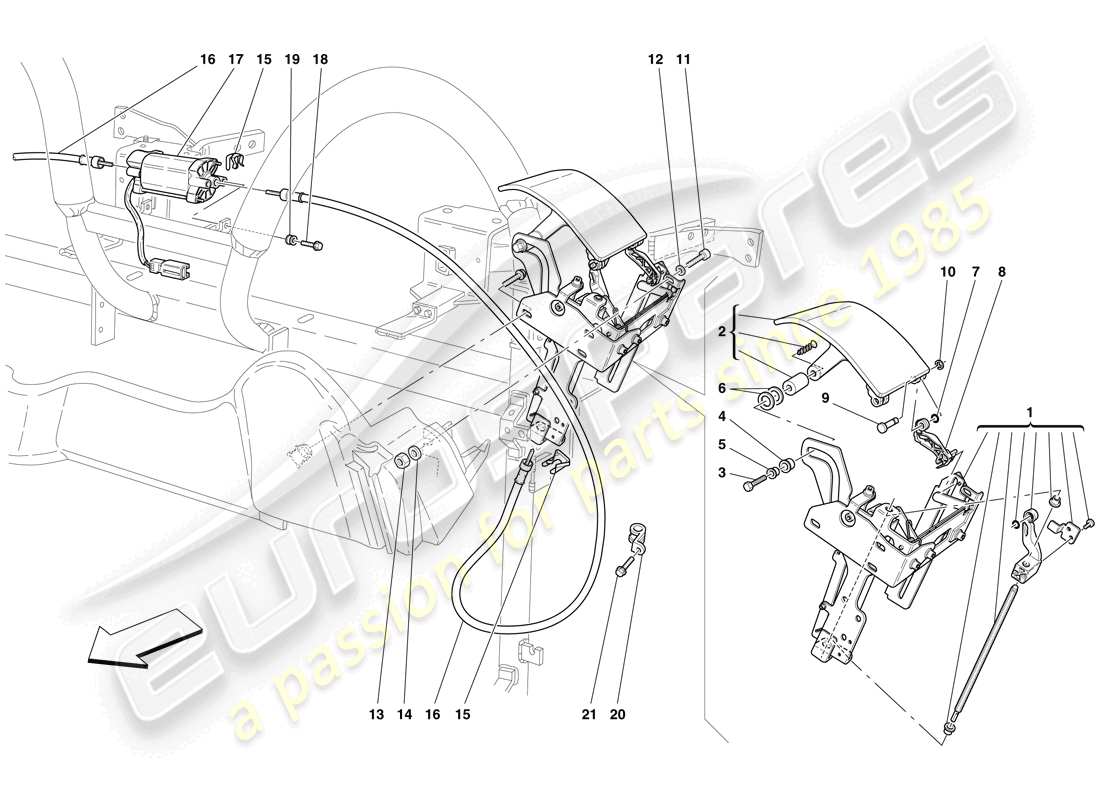 ferrari f430 spider (europe) roof control and flaps parts diagram