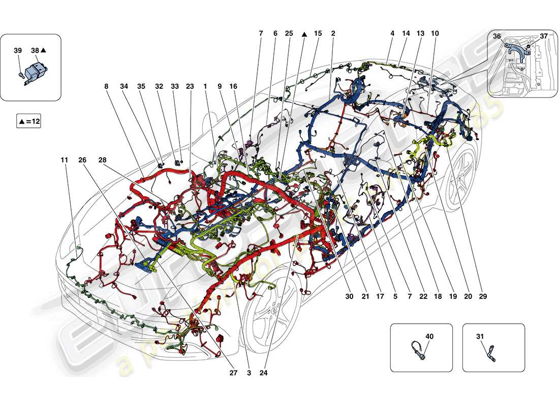 ferrari ff (rhd) main wiring harnesses part diagram