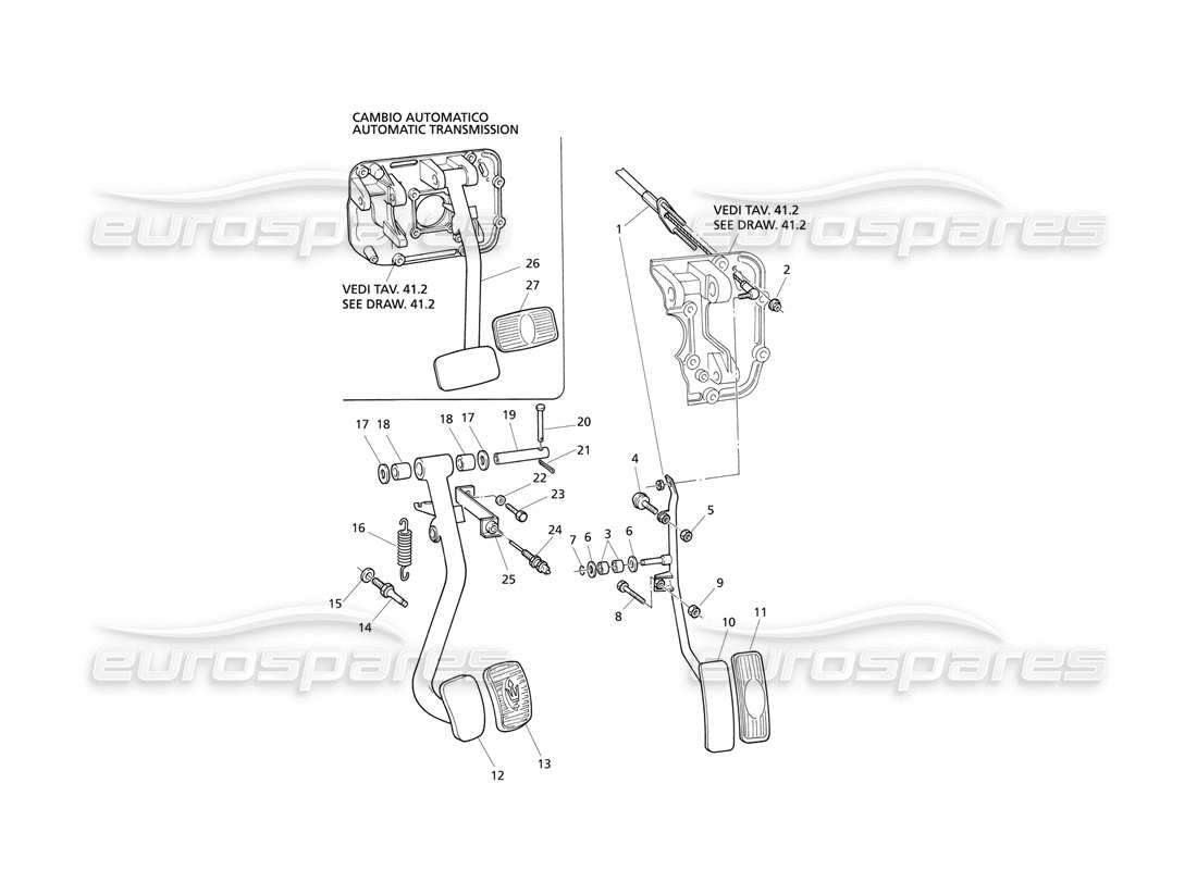 maserati qtp v8 evoluzione brake and accelerator pedals (rh drive) parts diagram