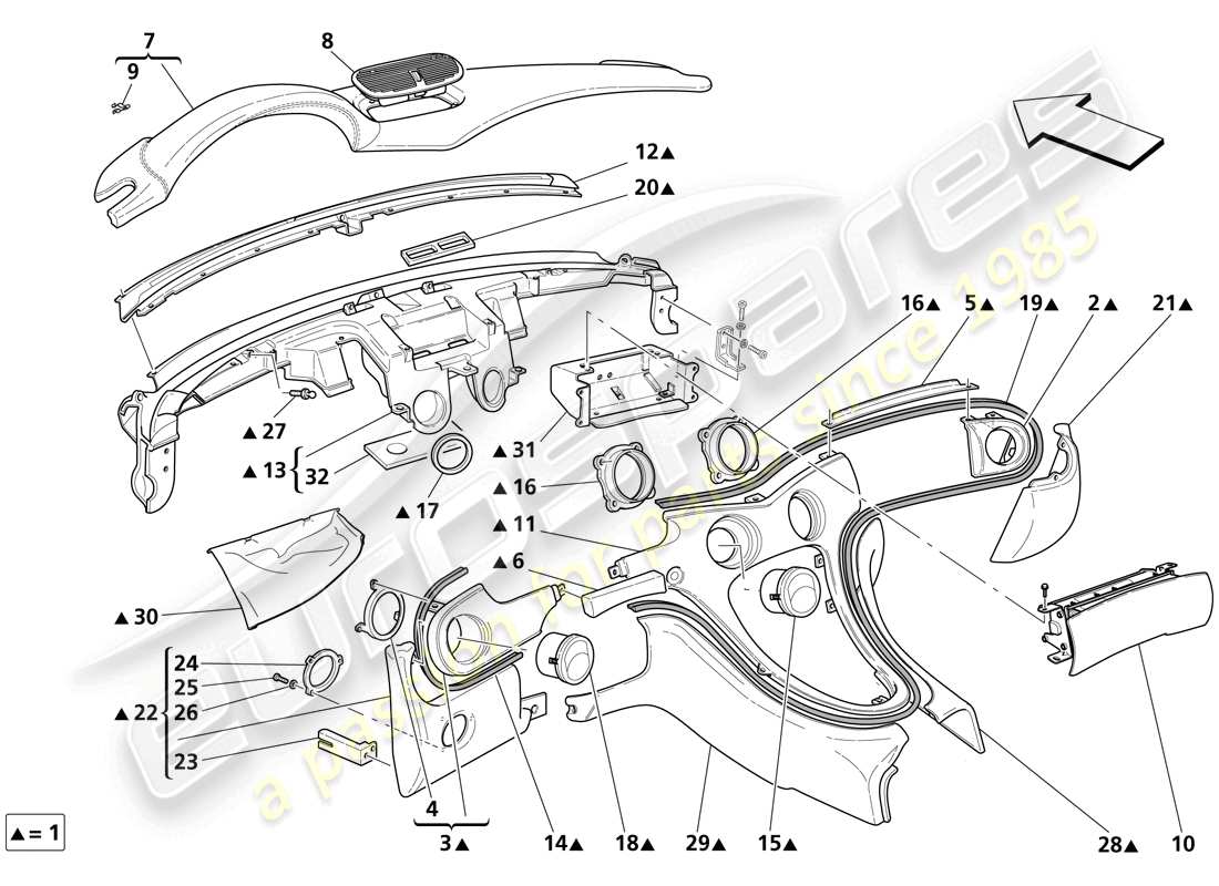 maserati trofeo dashboard parts diagram