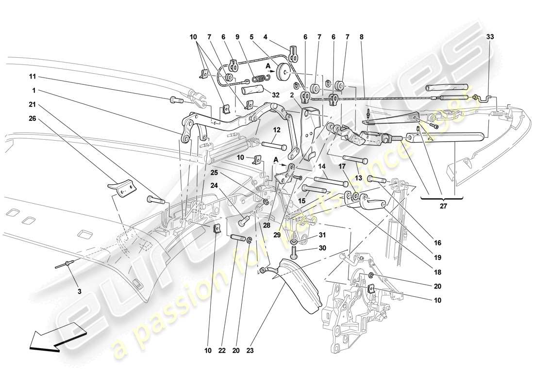 ferrari f430 scuderia spider 16m (europe) roof kinematics - upper part part diagram