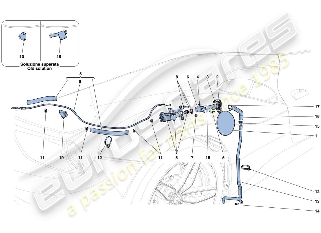 ferrari 488 spider (europe) fuel filler flap and controls parts diagram