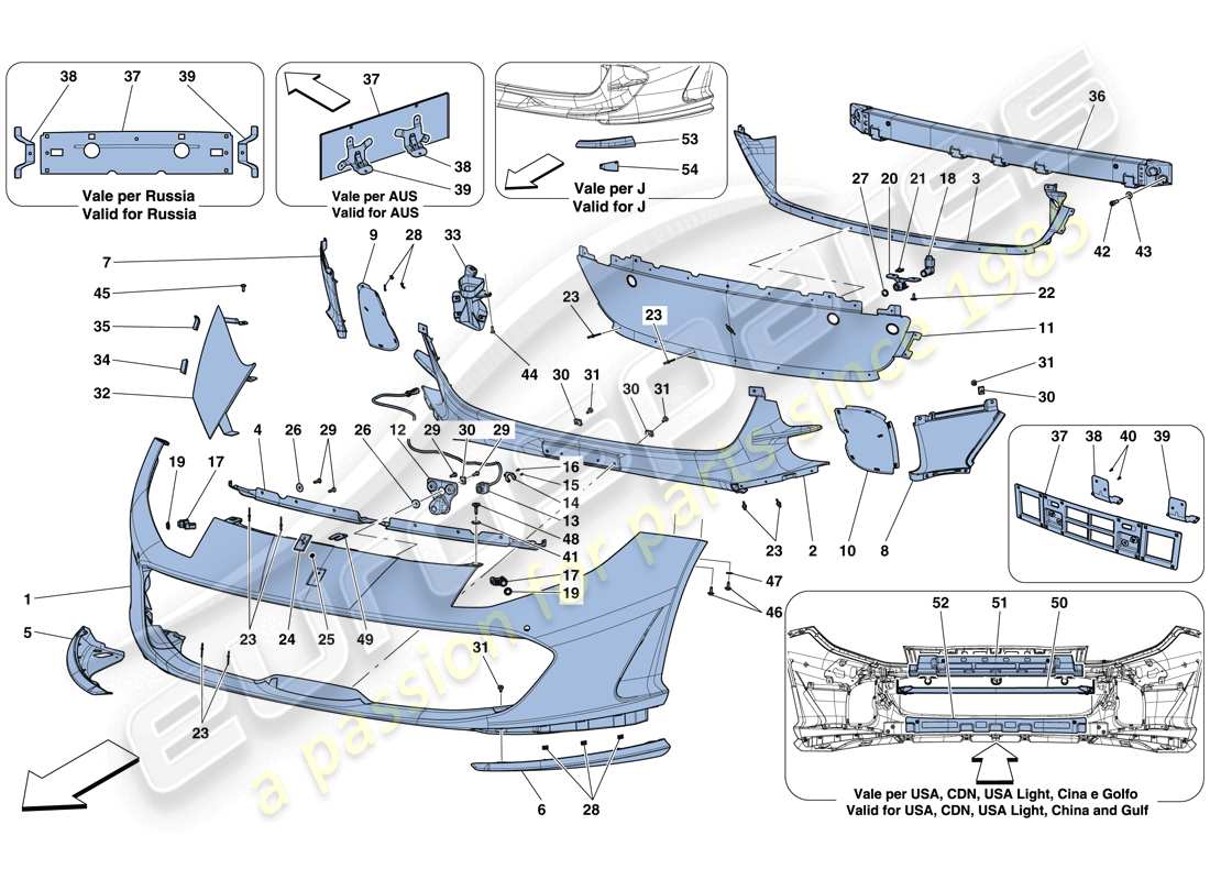 ferrari 812 superfast (usa) front bumper part diagram