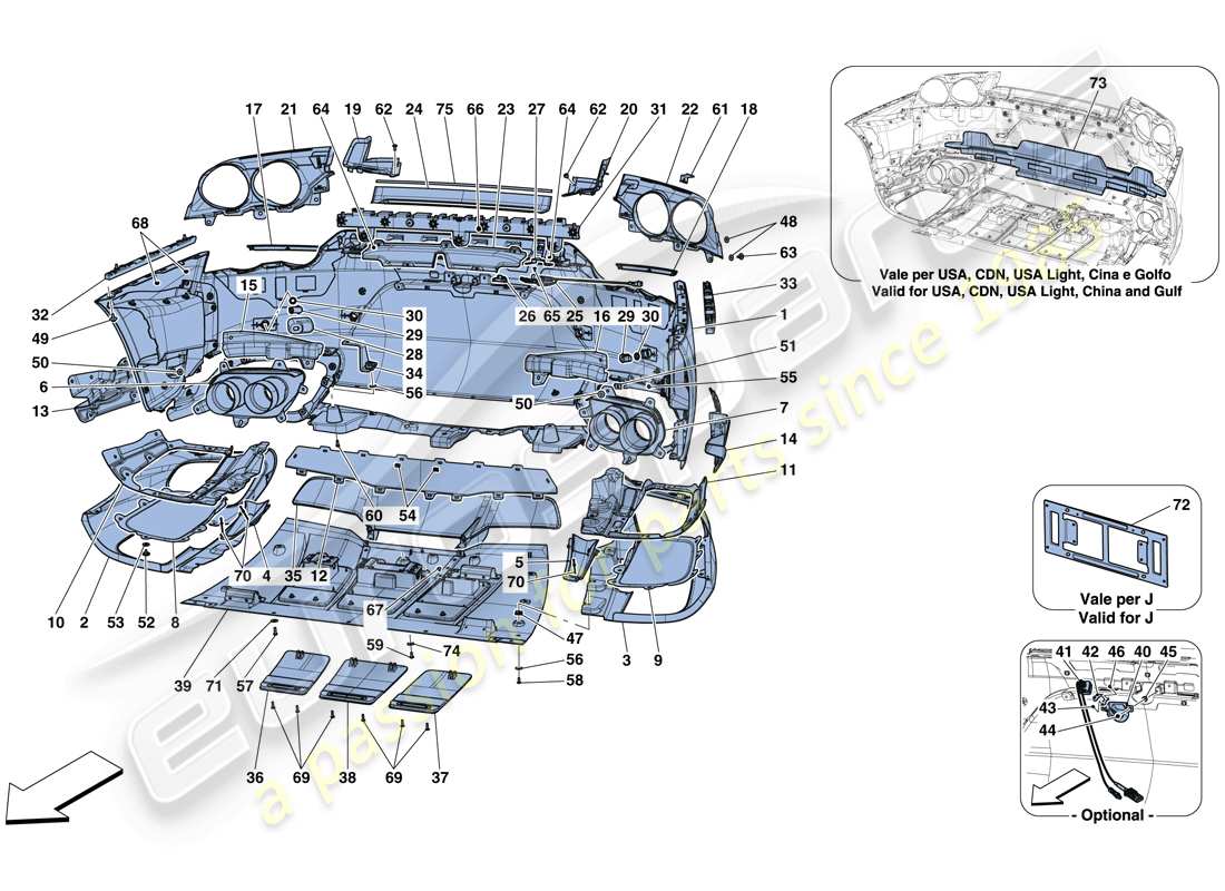 ferrari 812 superfast (europe) rear bumper parts diagram