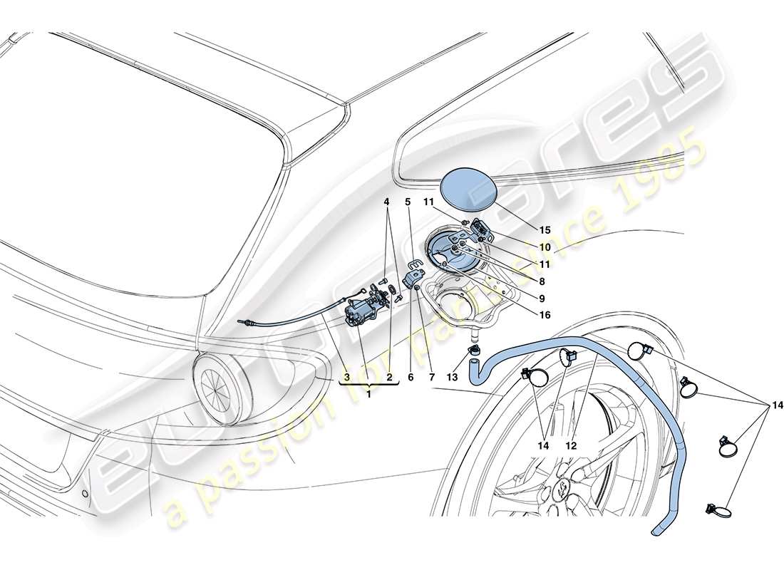 ferrari ff (usa) fuel filler flap and controls parts diagram