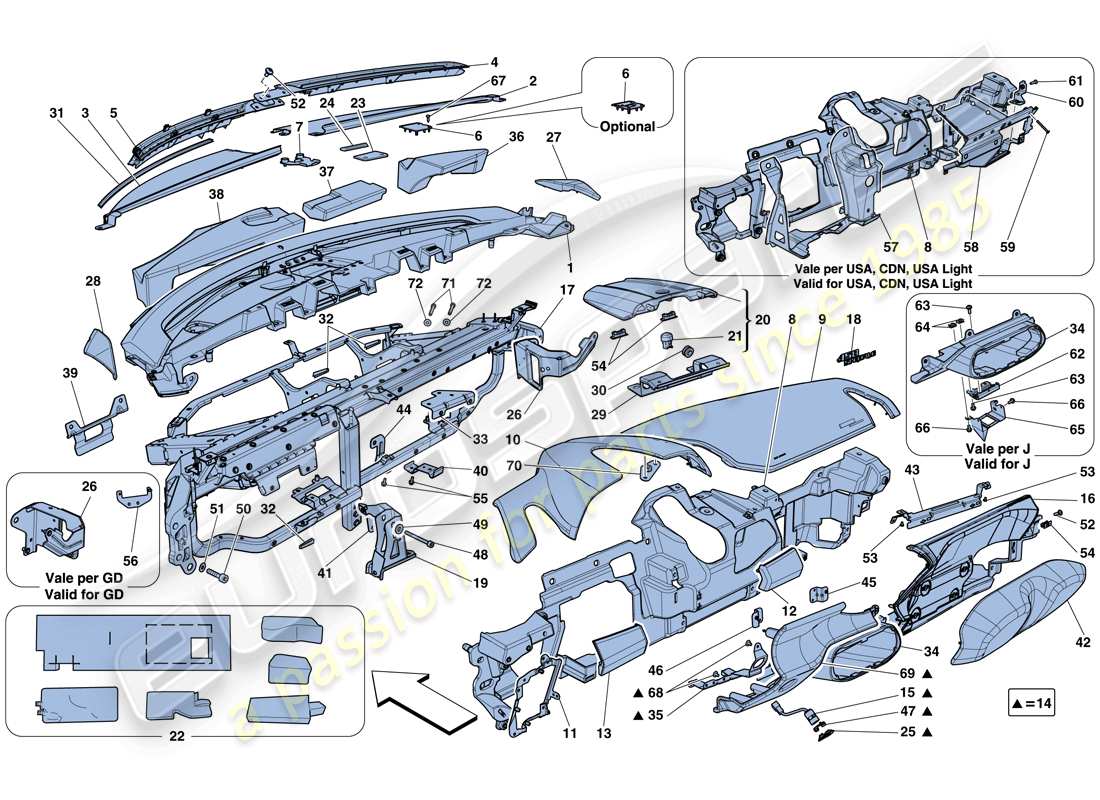 ferrari 458 speciale (europe) dashboard part diagram