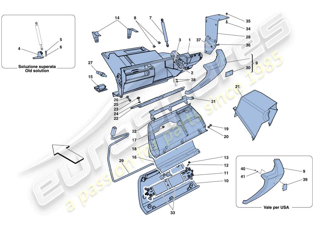 ferrari 458 italia (usa) glove compartment parts diagram