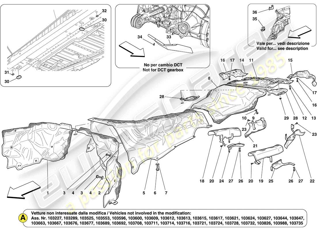 ferrari california (usa) heat shields in vehicle parts diagram