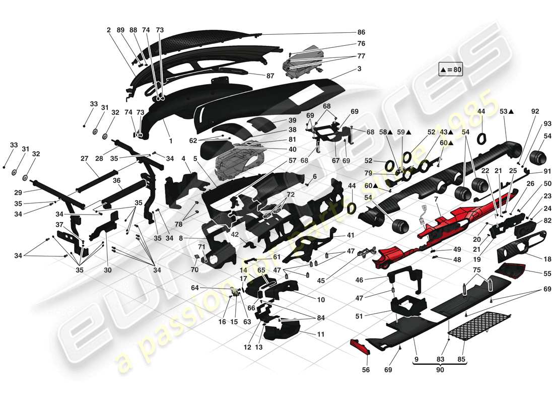 ferrari laferrari (usa) dashboard part diagram