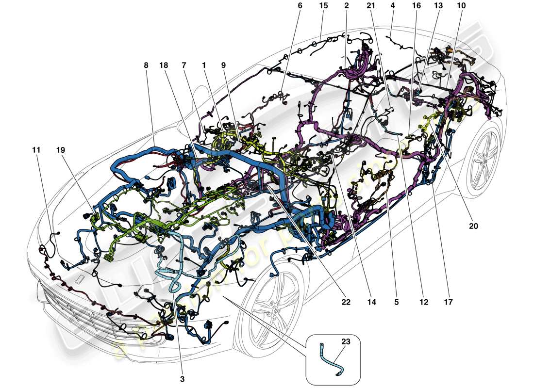 ferrari gtc4 lusso t (europe) main wiring harnesses parts diagram