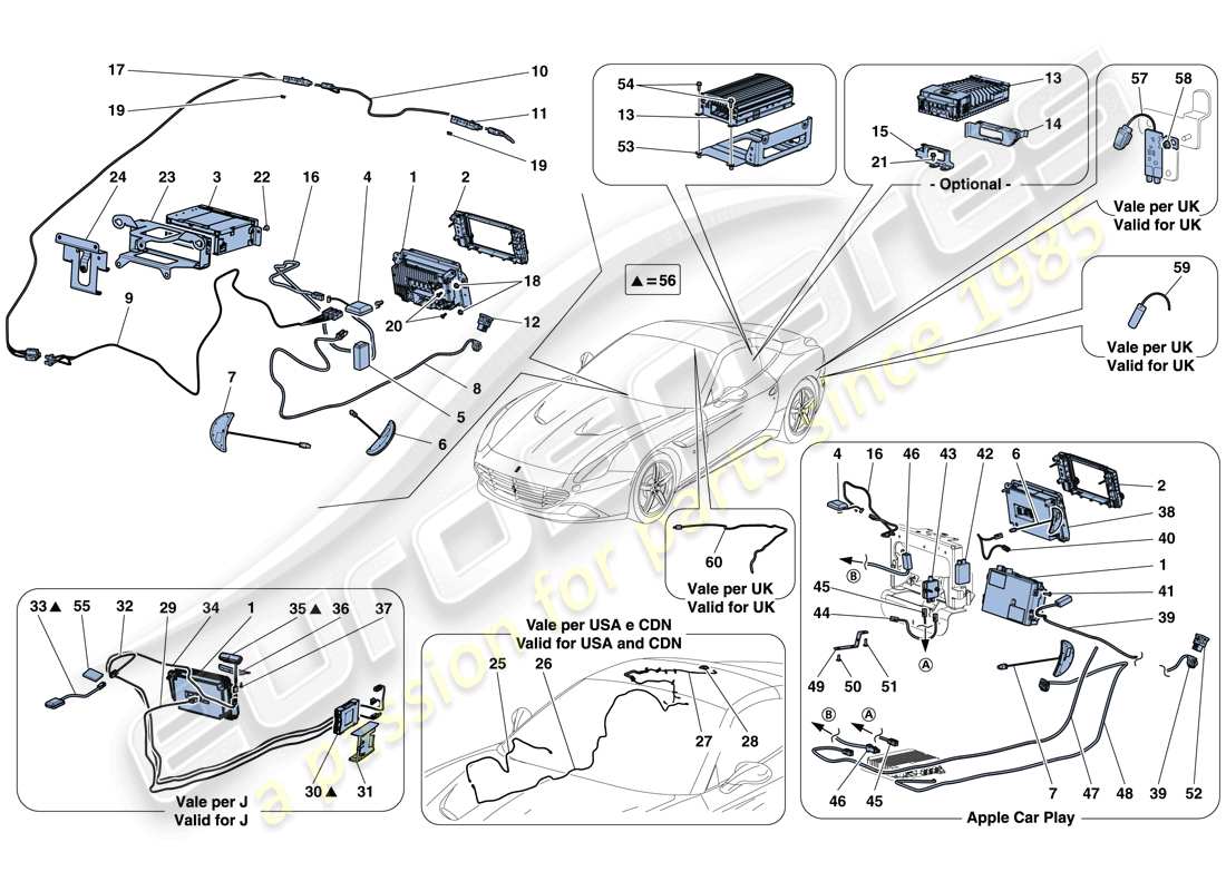 ferrari california t (europe) infotainment system part diagram