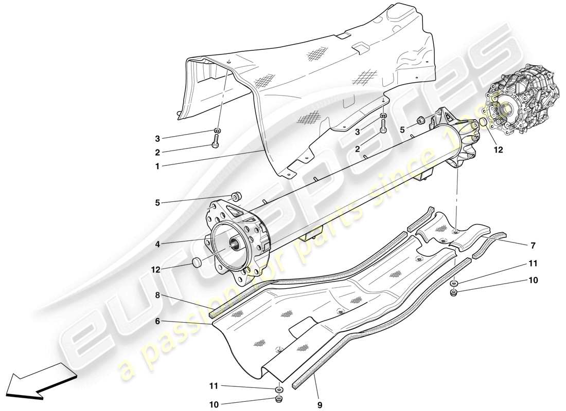 ferrari 599 sa aperta (europe) engine/gearbox connector pipe and insulation parts diagram