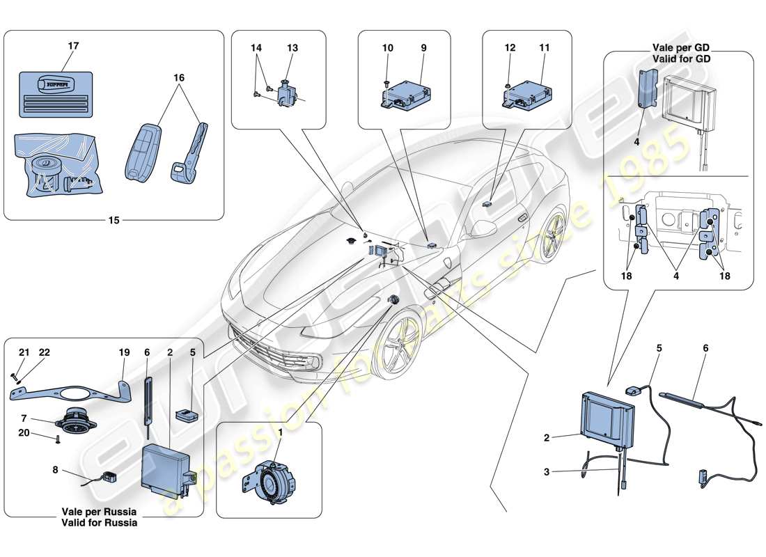 ferrari gtc4 lusso (europe) antitheft system parts diagram