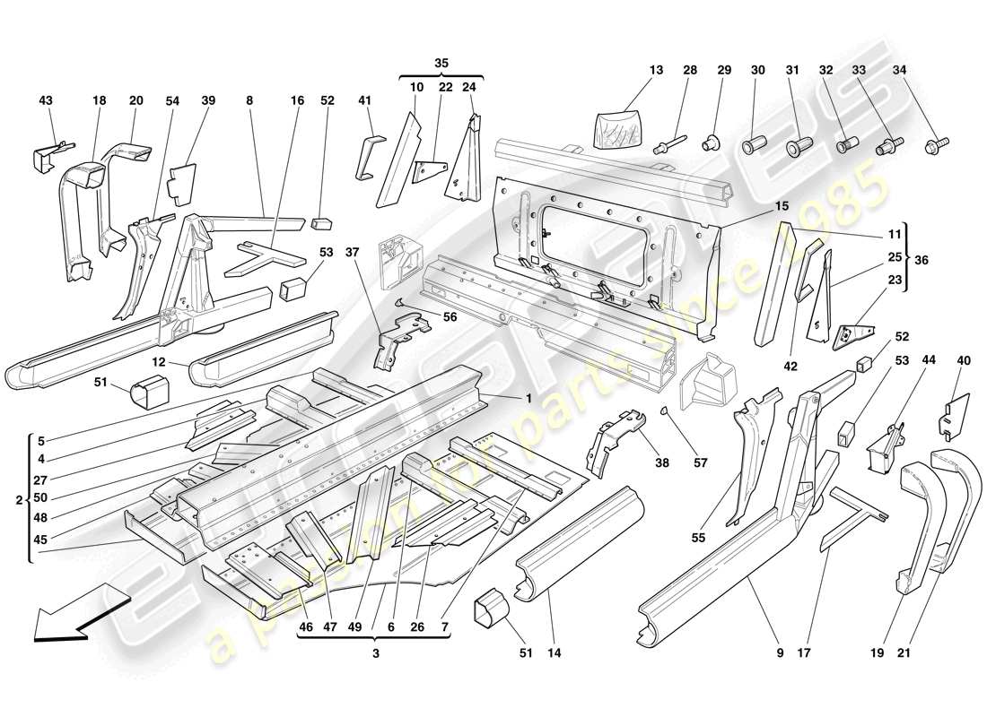 ferrari f430 spider (rhd) central elements and panels parts diagram