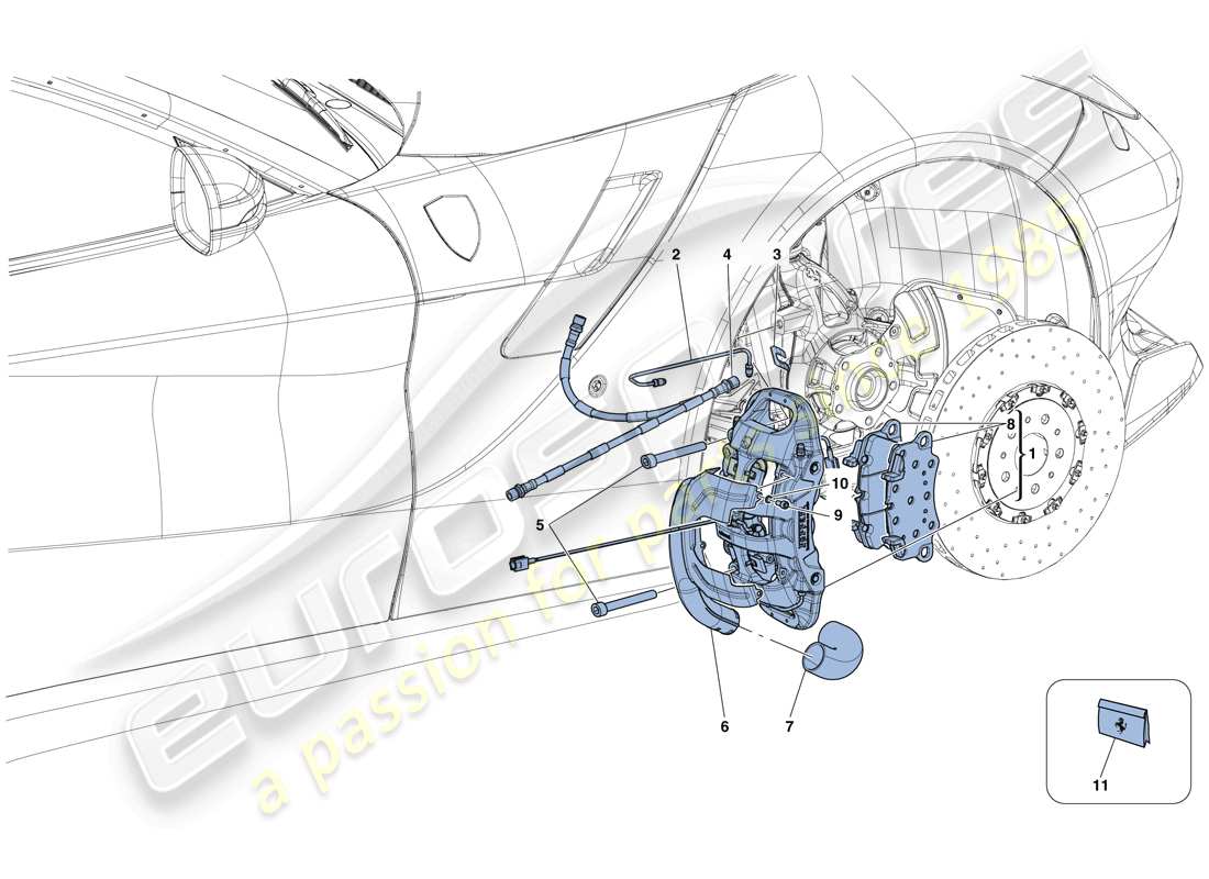 ferrari f12 tdf (europe) front brake callipers parts diagram