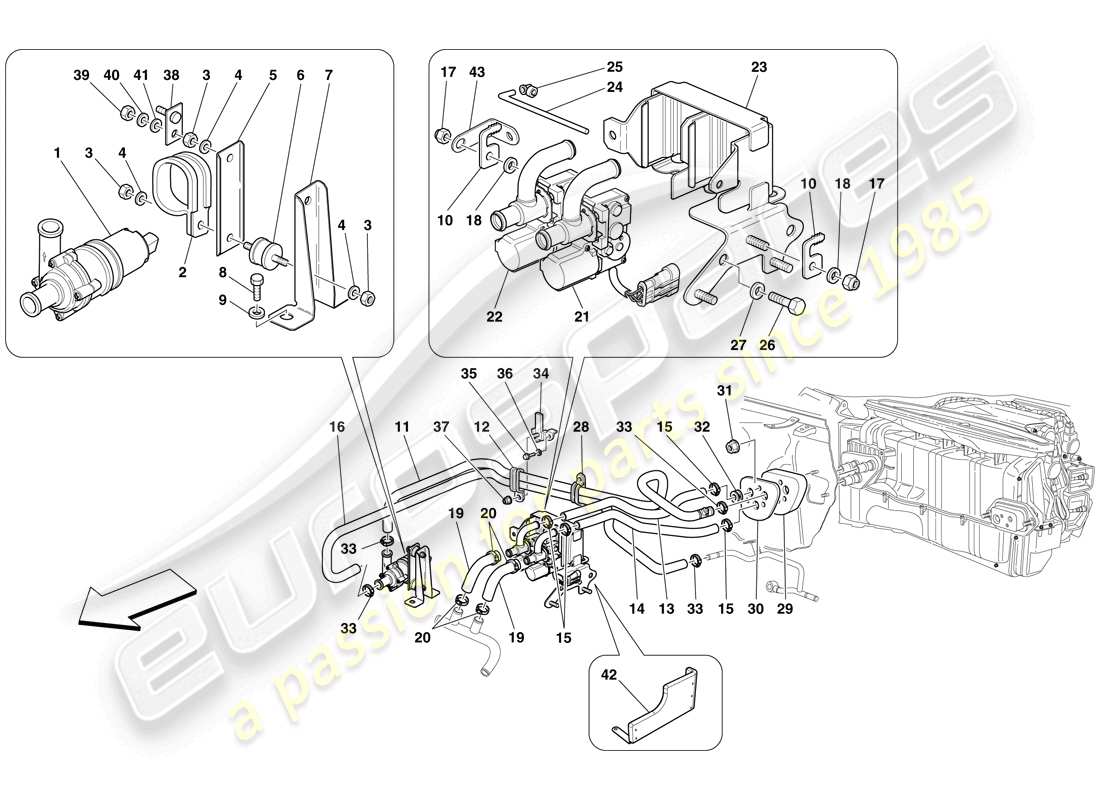 ferrari 599 sa aperta (rhd) ac system - water pipes parts diagram