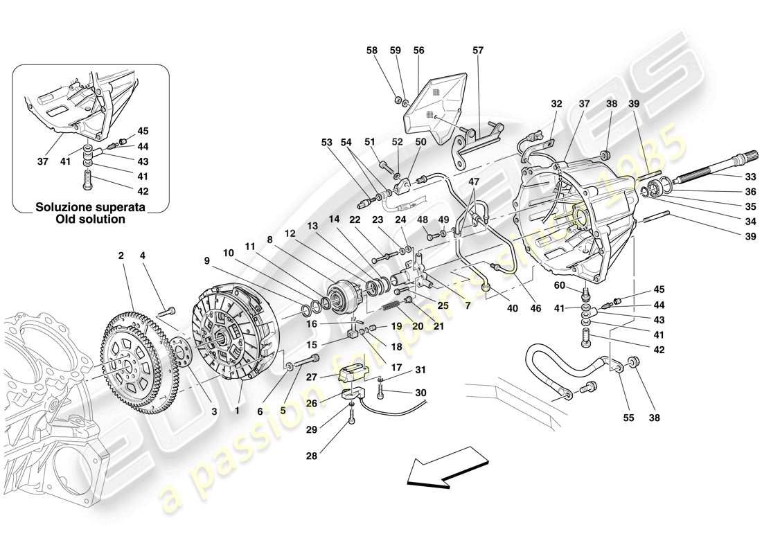 ferrari 599 gtb fiorano (rhd) clutch and controls parts diagram