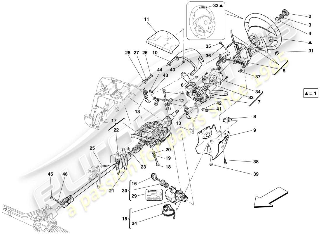 ferrari 599 sa aperta (europe) steering control parts diagram