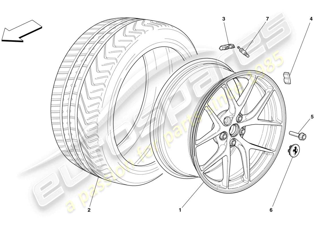 ferrari 599 gto (rhd) wheels part diagram