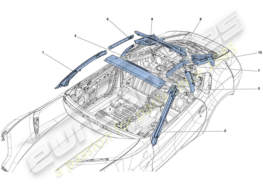 ferrari 812 superfast (rhd) greenhouse part diagram