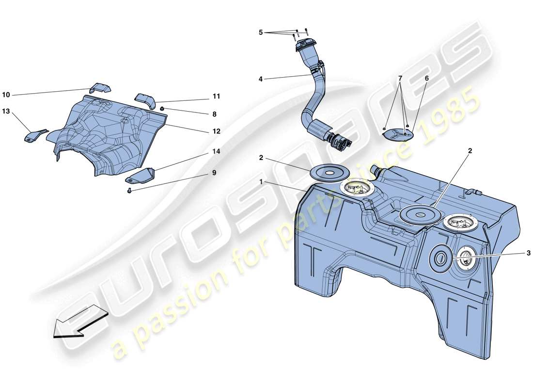 ferrari f12 berlinetta (europe) fuel tank and filler neck part diagram