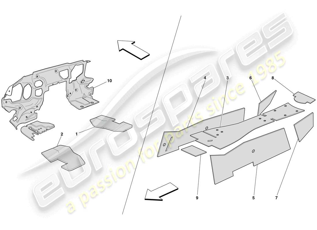 ferrari 599 sa aperta (europe) passenger compartment insulation parts diagram