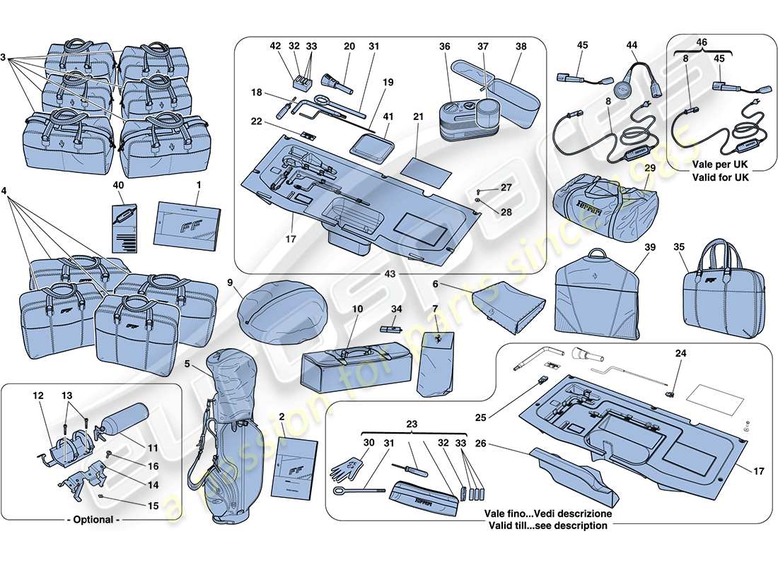 ferrari ff (usa) tools and accessories provided with vehicle part diagram