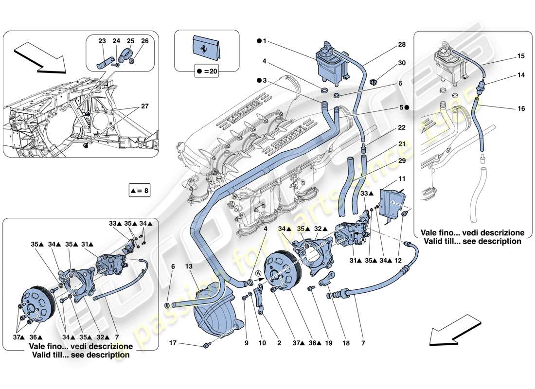 ferrari 458 italia (europe) power steering pump and reservoir parts diagram