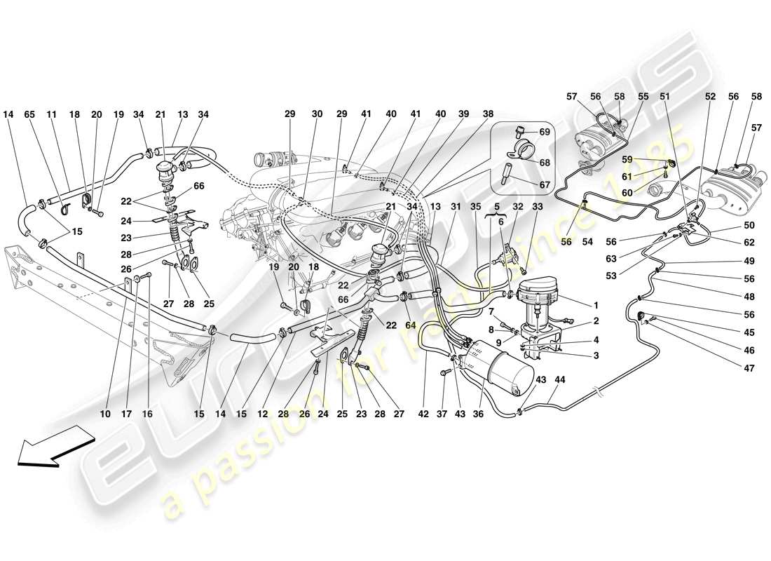 ferrari 599 gto (rhd) secondary air system part diagram