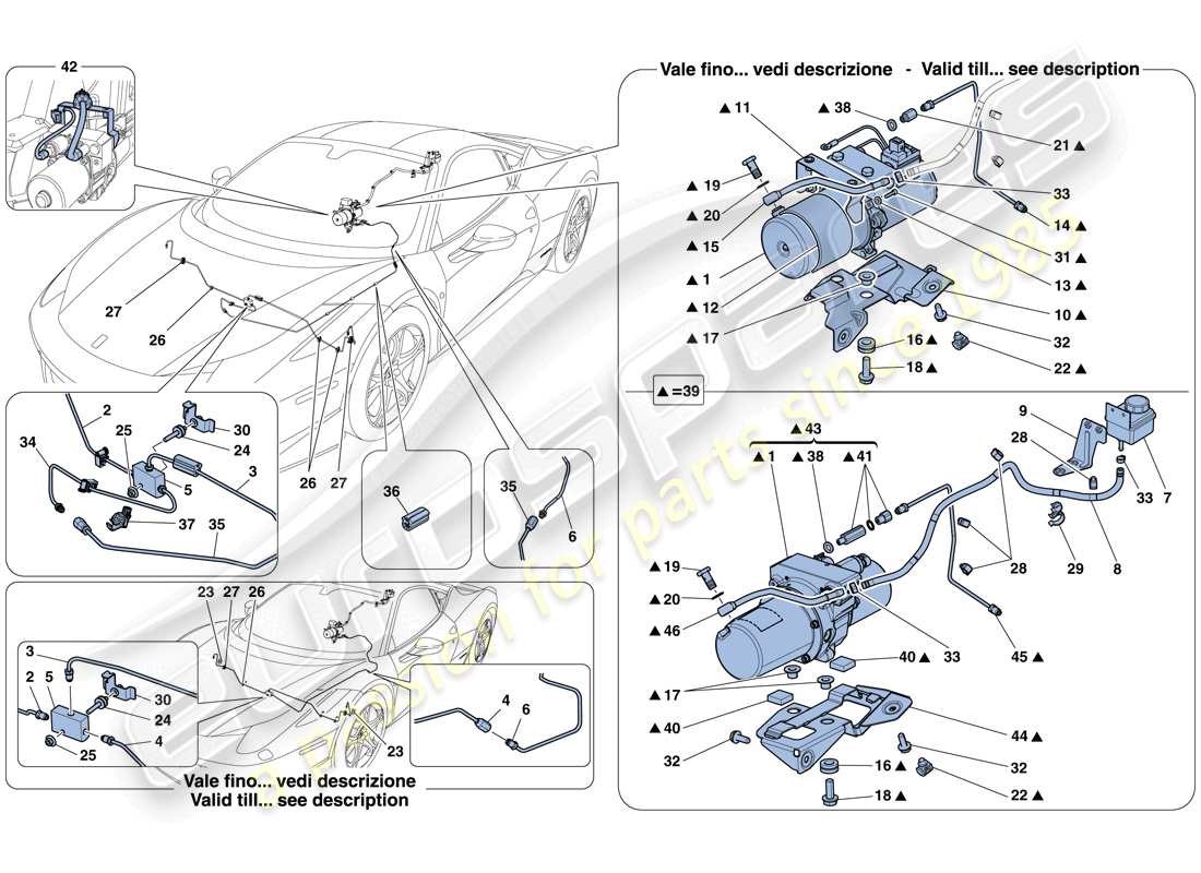 ferrari 458 italia (europe) vehicle lift system parts diagram