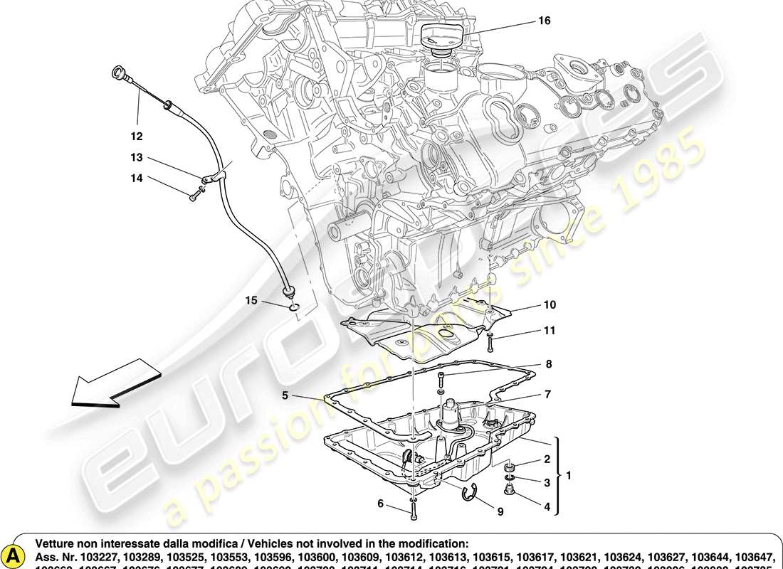 ferrari california (rhd) lubrication: circuit and pickup parts diagram