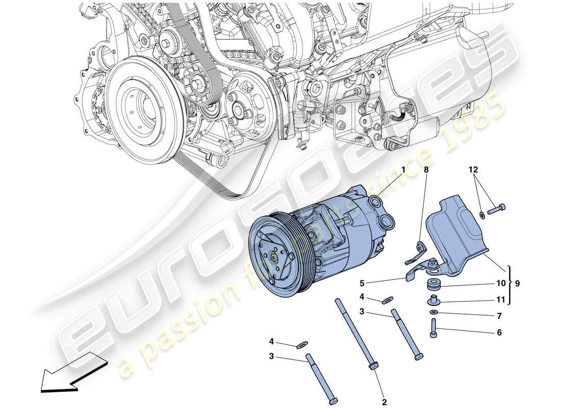 ferrari 458 italia (usa) ac system compressor parts diagram