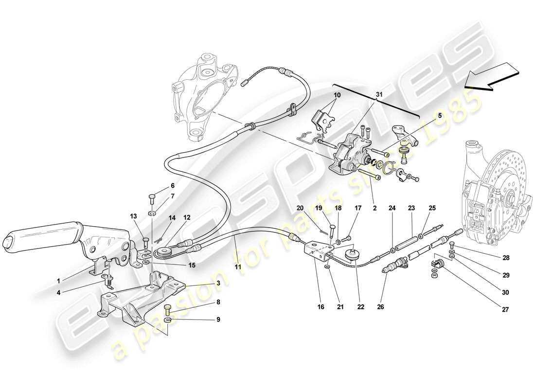 ferrari f430 scuderia spider 16m (europe) parking brake control parts diagram