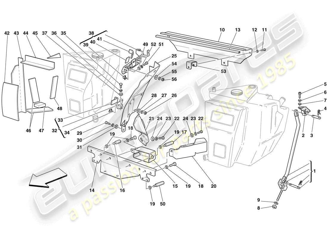 ferrari f430 scuderia spider 16m (europe) fuel tanks - fasteners and guards parts diagram