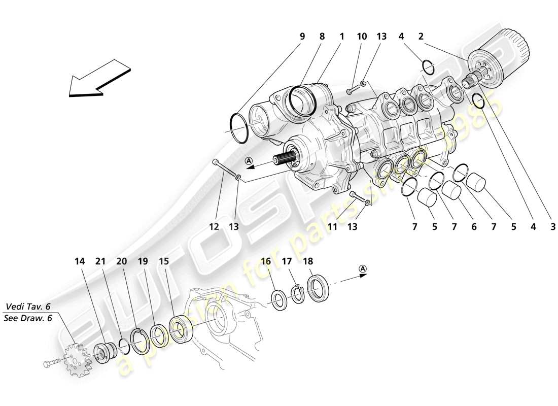 maserati trofeo water/oil pump parts diagram