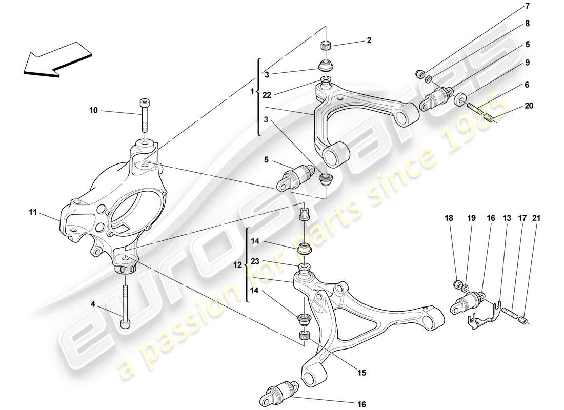 ferrari f430 scuderia (rhd) front suspension - arms parts diagram